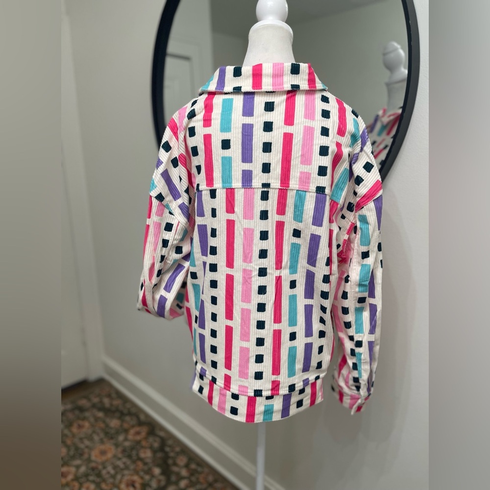 NWT Emily Wonder Pink Multicolor Geometric Print Jacket size large - Picture 6 of 8